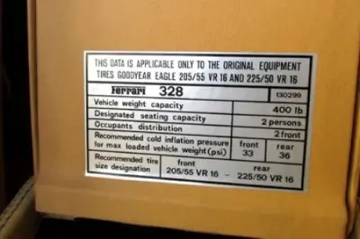 Ferrari 328 Tire Pressure