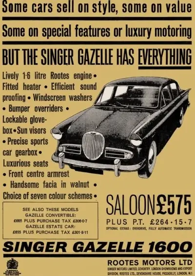 Click to enlarge Singer Gazelle Period Poster
